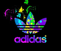 a colorful adidas logo on a black background